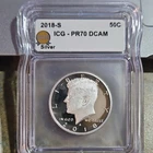2018-S Kennedy Half Dollar 50C Silver Proof San Francisco ICG PR70 DCAM