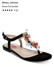 Betsy Johnson Rosita Black Flat Sandals