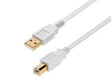 Monoprice USB Type-A to USB B 2.0 Cable - 28/24AWG, Gold Plated, White, 10ft