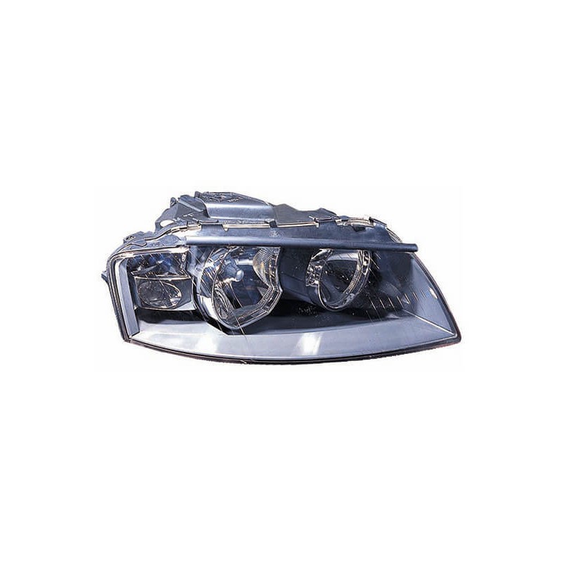 Phare avant droit H7/H7 pour Audi A3 et A3 Sportback 2003-2008 en verre trempé chromé