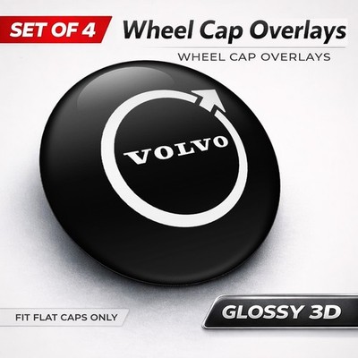 Volvo wheel hub caps sticker 3D domed resin 4 pieces rims hub cap