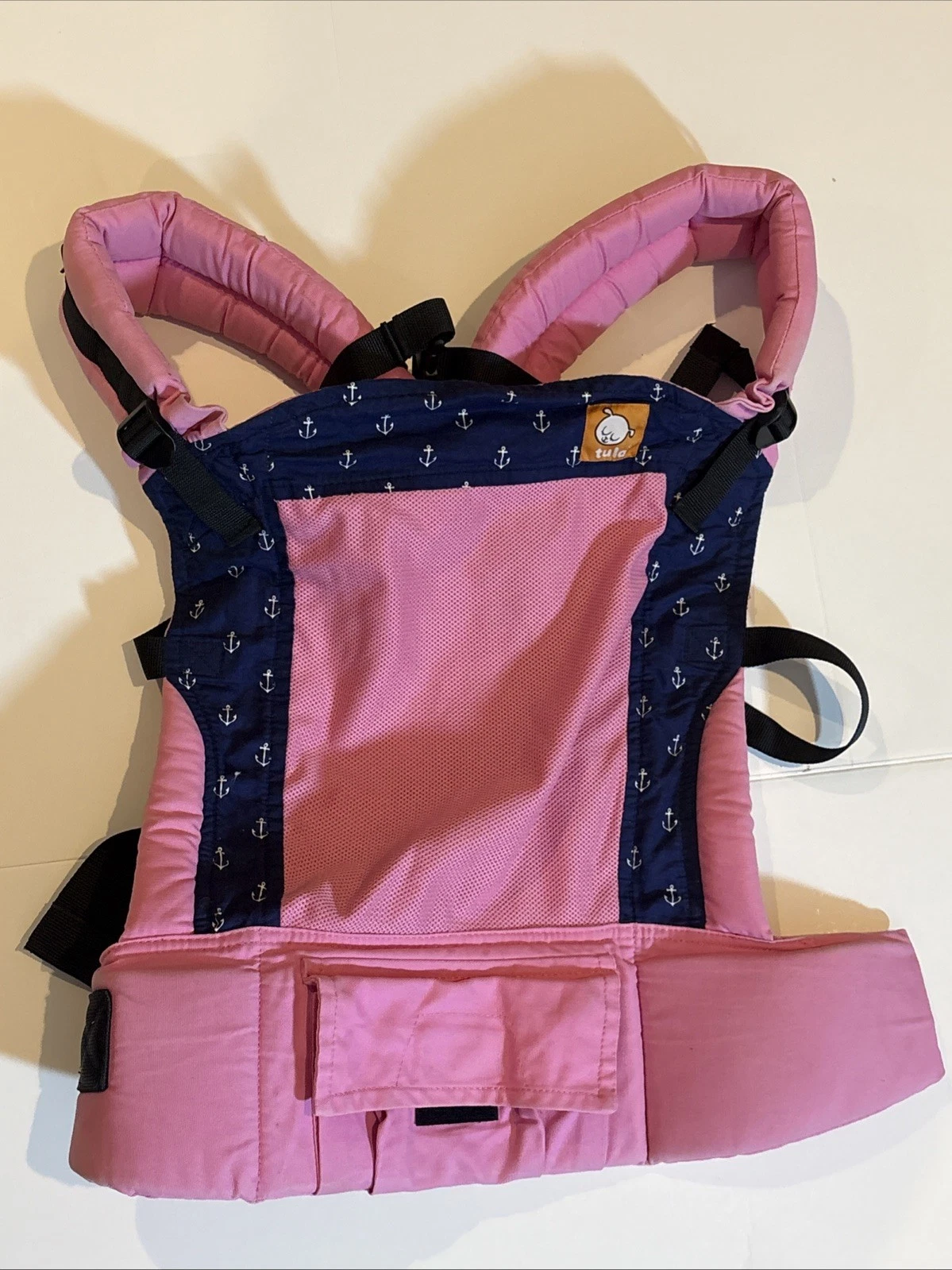 Tula Ergonomic Baby Pouch Carrier Sea Farrer Pink Navy anchors