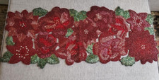 Christmas Holiday Beaded Table Runner Poinsettia Cynthia Rowley 13 x 36