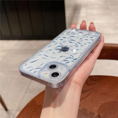 For iPhone 13 14 12 11 Pro Max Clear Diamond Texture iPhone Case