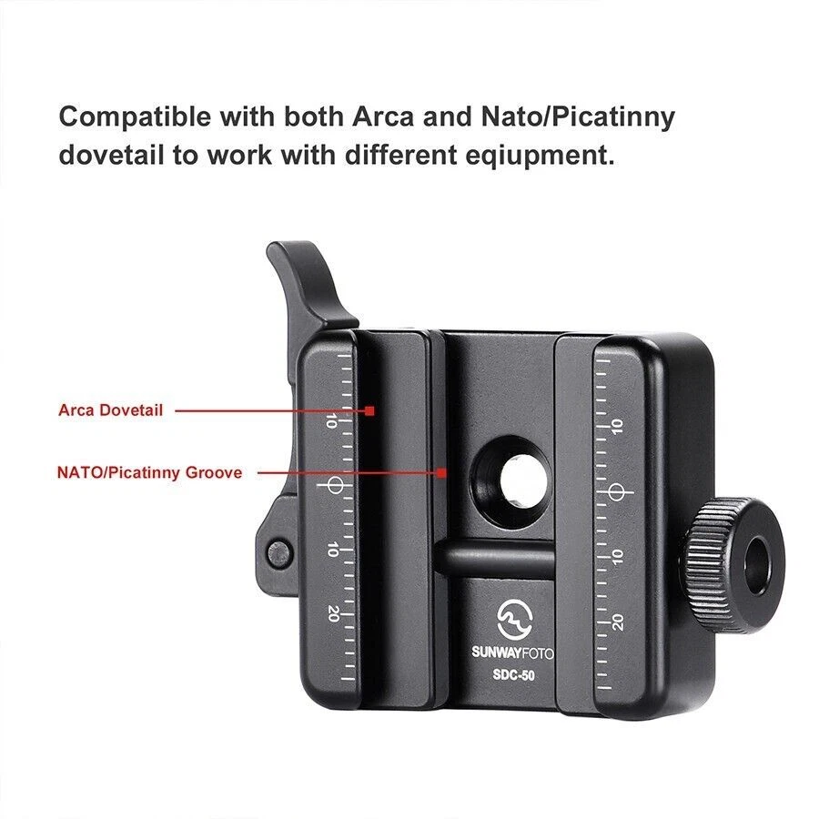 SUNWAYFOTO  Arca Swiss/RRS QR Quick Release Clamp Dovetail to Picatinny Adapter - Image 3 of 4