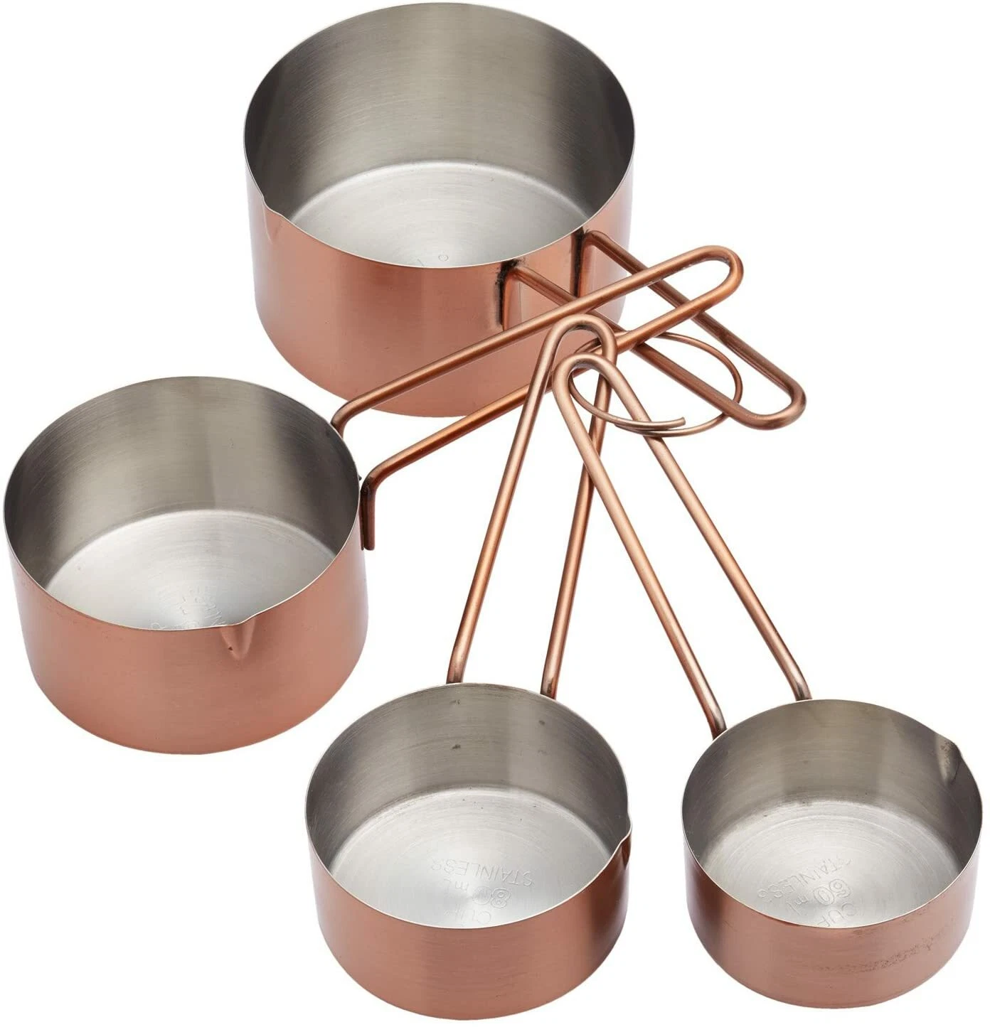 Masterclass Food Measuring Cups Set Stainless Steel Copper Finish MCMCUPSCOP