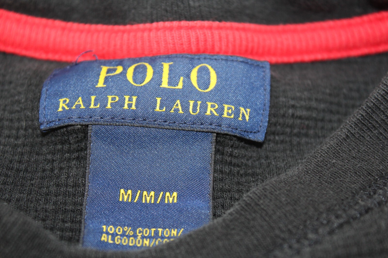 Polo Ralph Lauren manica lunga girocollo camicia nera taglia media rosso pony