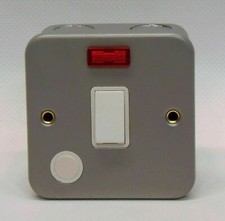 20A DP Double Pole 250V SuperSwitch Electrical Switch Neon Flex Metal Clad Grey