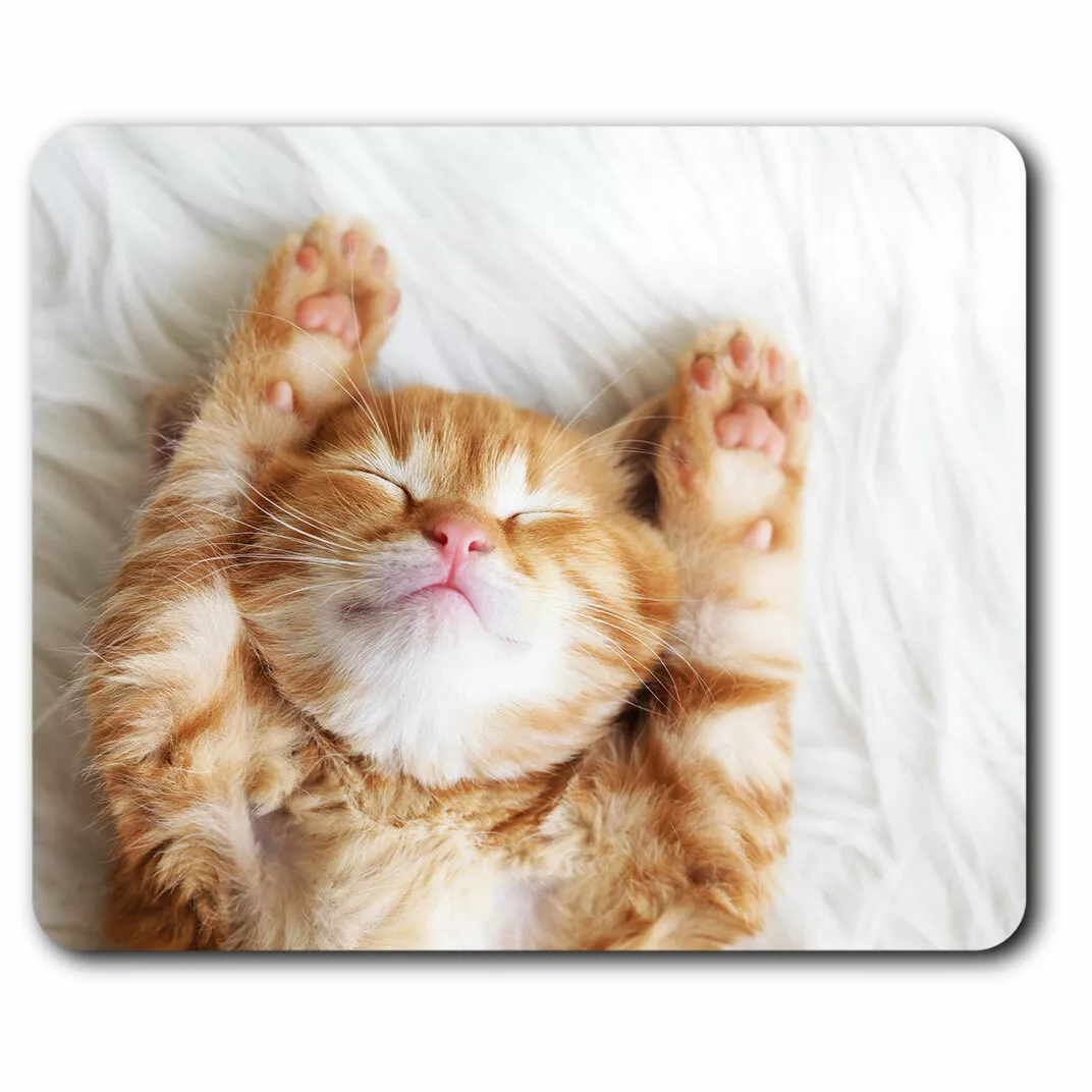 Computer Mouse Mat - Cute Sleeping Ginger Cat Kitten Office Gift #13113 |  eBay