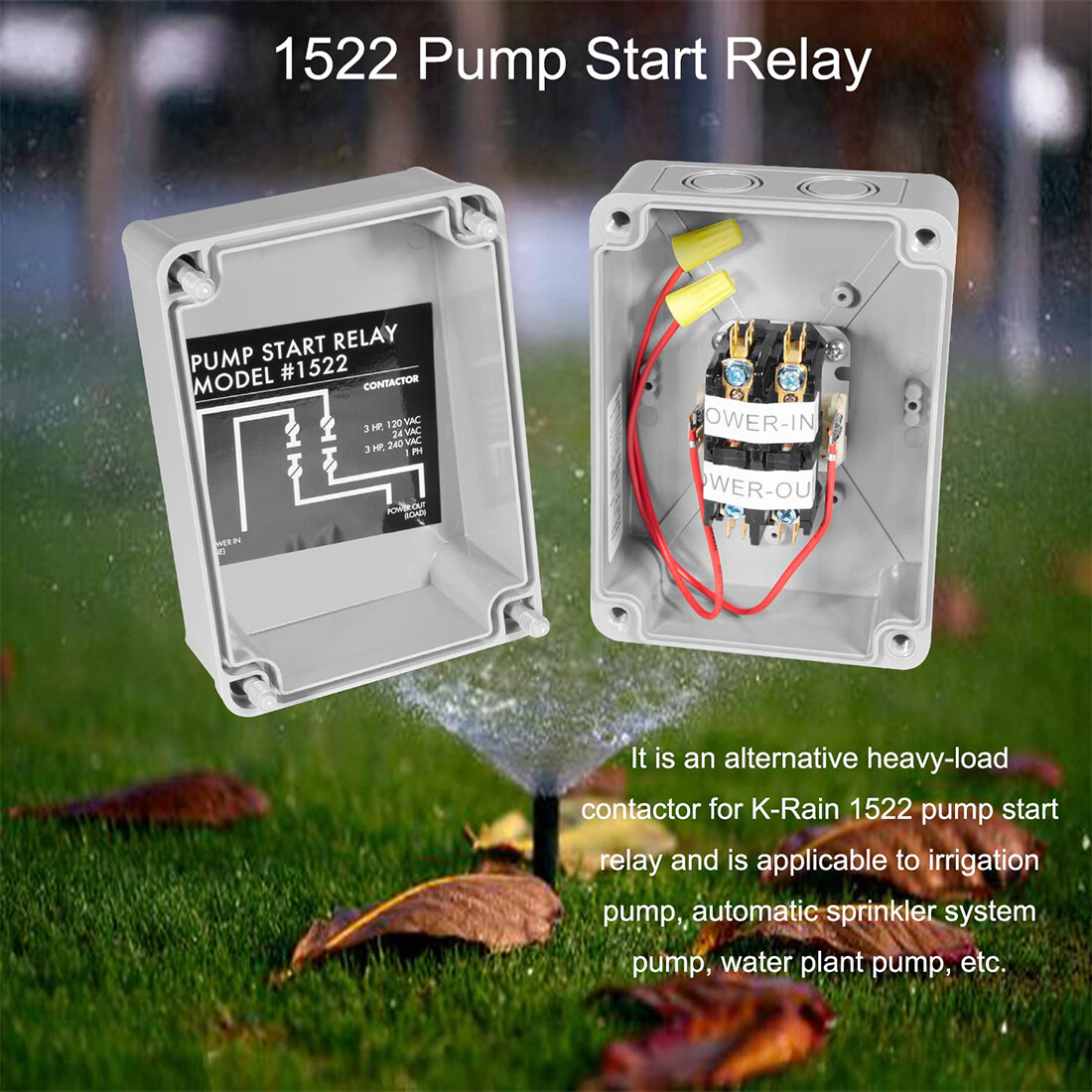 1522 Pump Start Relay with Enclosure 3 HP / 110V / 220V 24V Coil for Irrigation
