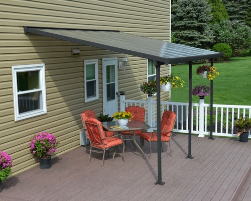 Palram - Canopia | Feria 3 x 4.3 DIY Patio Cover Kit Dark Grey Clear - Picture 3 of 11