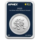 Mickey Mouse & Donald First Strike 2023 Niue 1 oz Silver $2 (MD® Premier + PCGS)