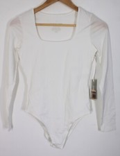 NWT Everlane XS White Long Sleeve Supima Cotton Square Neck Bodysuit Top