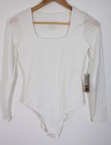 NWT Everlane XS White Long Sleeve Supima Cotton Square Neck Bodysuit Top - 第 1/6 張圖片