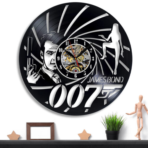 Horloge murale disque vinyle James Bond 007 cadeau idées surprise pour amis décoration art - Photo 1/3