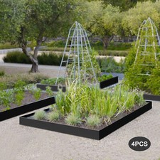 Set of 4 8"x40" Black Steel Landscape Garden Border Edging Decor DIY Easy No Dig