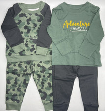 Boys Size 2T Koala Kids 4-Piece Pants Set Camo Green Black Long Sleeve Shirts