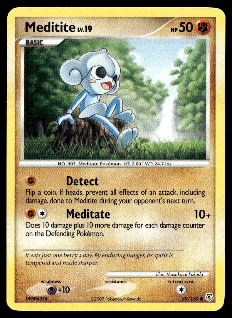 Meditite 89/130 Pokemon Card Diamond & Pearl Common 50 HP Lightly Played G14