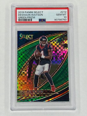 2019 Panini Select Field Level GREEN Prizm /5 Deshaun Watson 212 PSA 10 Gem Mint