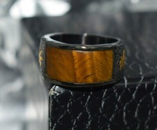 100 Natural Tiger Eye Ring With 14k Yellow Gold Ring For Anniversary Gift