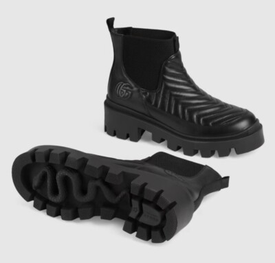 GUCCI Quilted Black Matelassé GG Chelsea Boot 643958 size 39, US 9 $1000