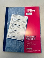 Tops Money Receipt #46806 Carbonless - 2 Part - 200 Sets Numbered New Old Stock