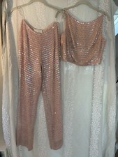 Escada pant/top outfit pink beaded/sequin 36 NWT