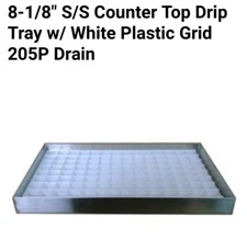 8” X 5.5” Stainless Steel Surface Mount Drip Tray - No Drain Rubber Feet