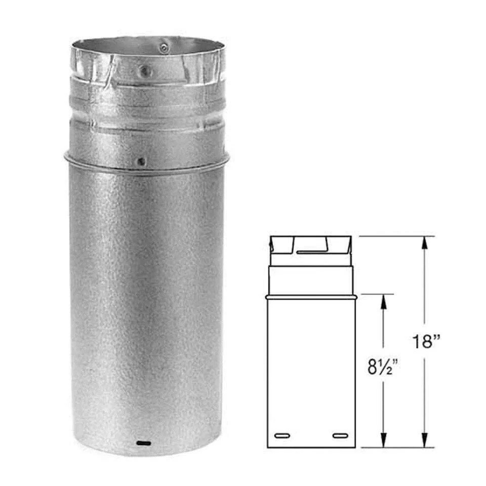 Duravent 4u0026#034; x 18u0026#034; Adjustable Galvalume Pellet Chimney Pipe  4PVP-18A | eBay