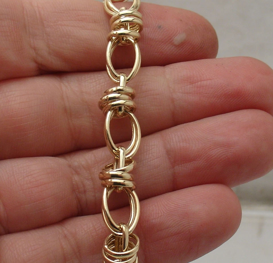 Brazalete Technibond Multi Ovalado Rolo Link Chapado en Oro Amarillo 14K Plata 8.25" Foto 3 de 4