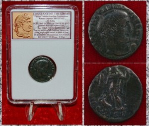 Ancient Roman Empire Coin CONSTANTINE THE GREAT Jupiter Holding Victory On Globe
