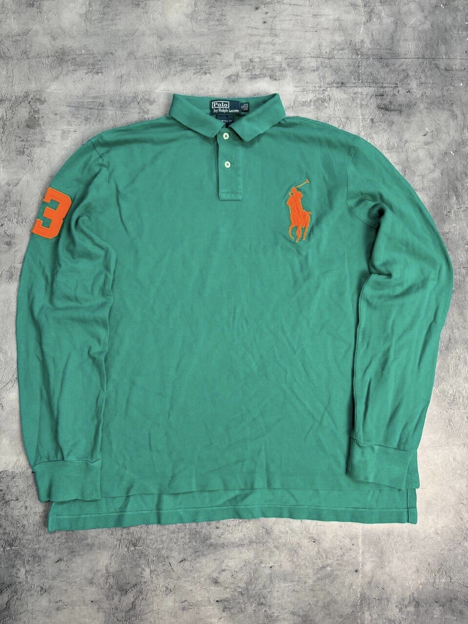 Polo vintage Ralph Lauren camicia a maniche lunghe uomo rosso pony logo rugby taglia X