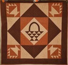 Authentic, Graphic Vintage Amish Diamond in a Square  Baskets Crib Quilt 