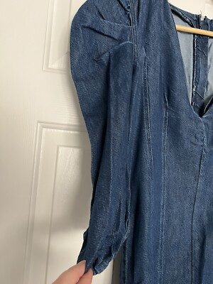 pilcro bustier denim maxi dress AKIRA It's Britney Patchwork casual prom dress Color:Soft White/Pink Carnation Square neckline Sleeveless Back Midnight Volume Denim Midi