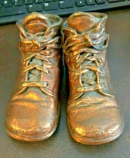 VINTAGE - MID CENTURY PAIR OF COPPER DIPPED BABY SHOES