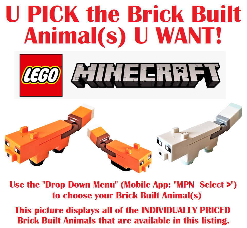 LEGO® U PICK Brick Built ANIMALS Minecraft FOXES with Assembly Instr. **NEW**