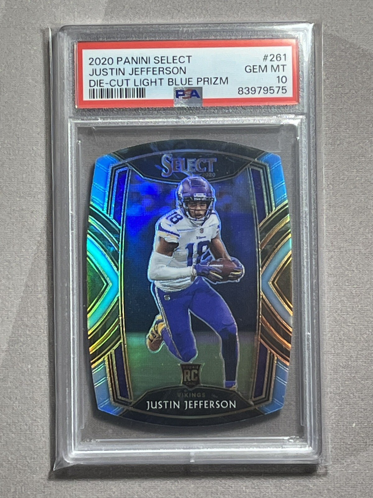 JUSTIN JEFFERSON 2020 Panini Select Blue Prizm Die Cut Rc #261 PSA 10 Vikings