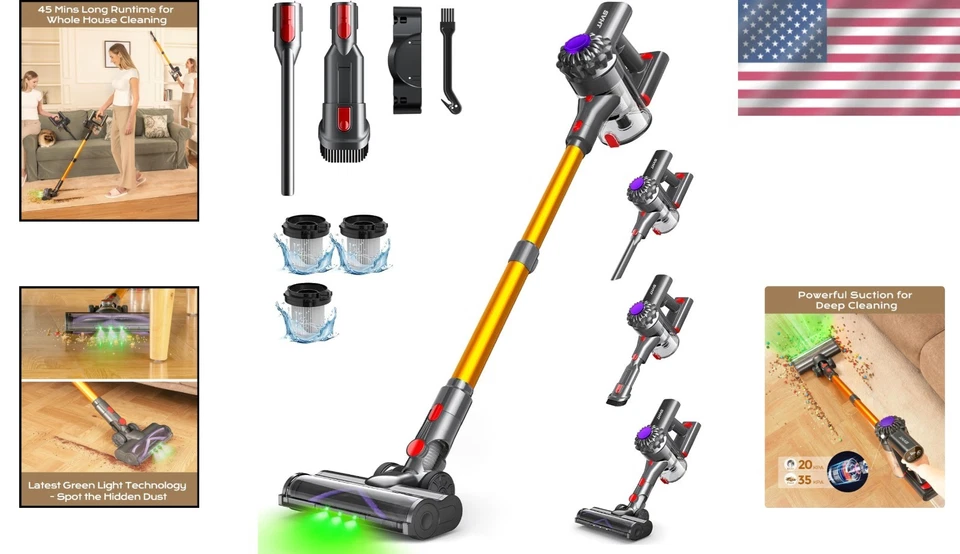 Aspiradora inalámbrica ligera con tecnología de luz verde Foto 2 de 4