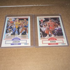 Fleer NBA Johnson #93 Lakers & Pippen #30 Bulls Basketball Card Lot 1989-90