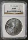 1996 $1 American Silver Eagle Dollar NGC MS69