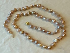 10mm Pale Pink Akoya Fresh Water Pearls 24 1/2 in Notted Necklace