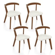 Space-Saving Wood Upholstered Dining Chair Set of 4 w/Padded Seat Curved Back