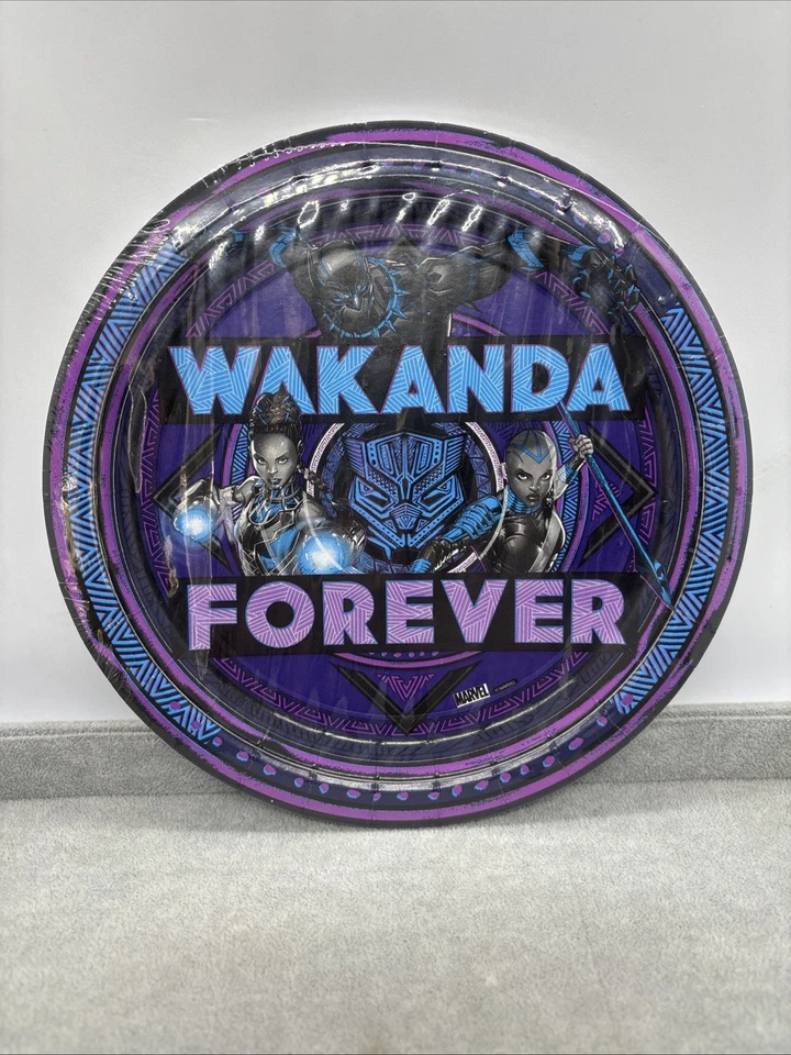 8 Black Panther Wakanda Forever Marvel Kids Birthday Party 9" Dinner Plates - Image 2 of 4