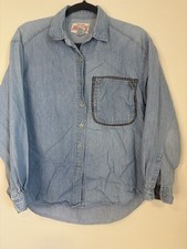 Vintage Jordache Denim Button Up Pocket Shirt Plaid Detail Women's Size Medium