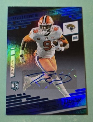 2021 Panini Prestige TRAVIS ETIENNE Rookie Xtra Points Signatures Blue Auto RC
