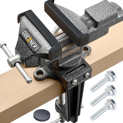 Universal 3.3 Inch Swivel Vise with Quick-Clamp Base and 360 Degree Rotation