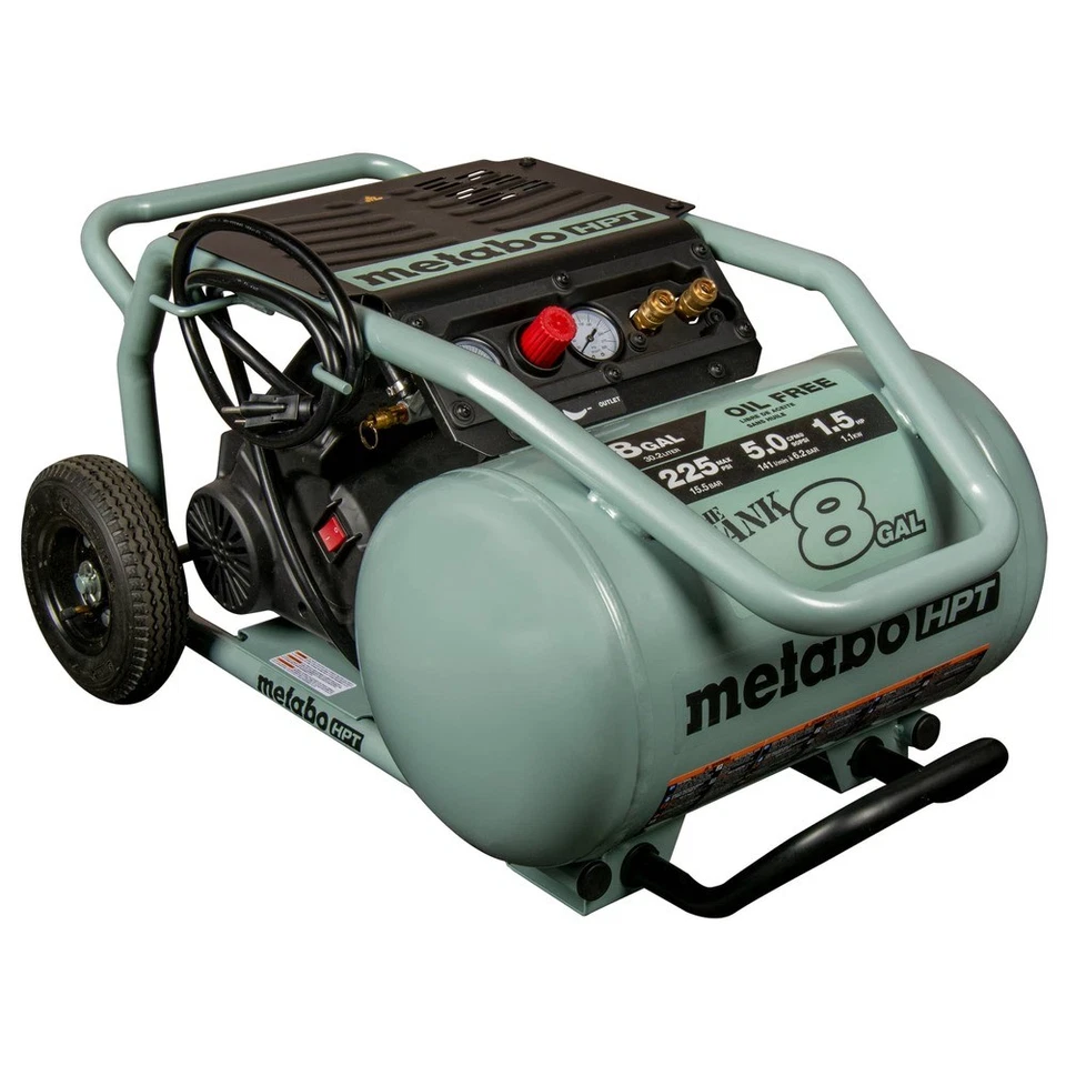 Metabo HPT EC1315SM THE TANK 1.5 HP 8 Gallon Oil-Free Trolley Air Compressor New