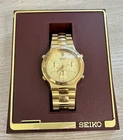 Vintage SEIKO 7A34-7019 Gold Tone Quartz Chronograph, Working, Size 7.5"
