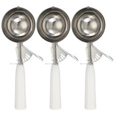 3 Pcs Cookie Scoops, Ice Cream Scoop with Trigger, White