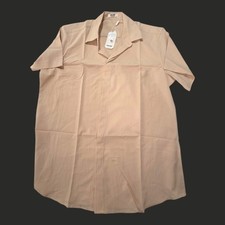 COOFANDY Men's Short Sleeve Linen Feel Camp Collar Shirt Beige Size Medium
